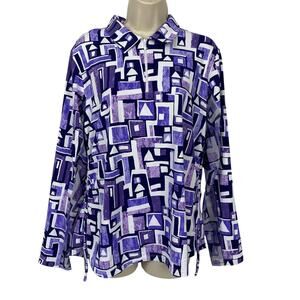 IBKUL Top Womens XL Purple 1/4 Zip Long Sleeve UPF 50+ Ruched Sides Mesh Cooling